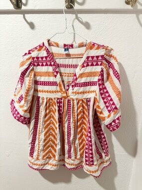 Old Navy Pink & Orange Patterned V-Neck Tunic